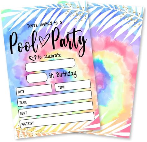 Grace Yonks Pool Party Invitations 20 Invitations And Envelopes Summer Birthday