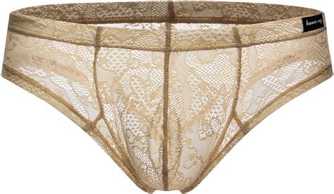 Nzwiluns Men S Lace Briefs Bulge Pouch Bikini Panties Low Rise Mesh