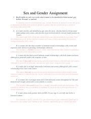 Sex And Gender Assignment Pdf Sex And Gender Assignment Briefly Define In Your Own Words