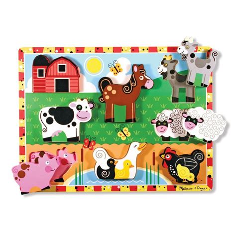 Puzzle En Bois A Encastrement Animaux De La Ferme Melissa Et Doug 10 90