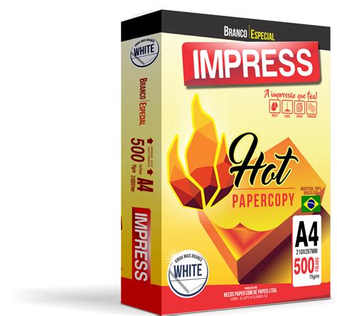 Papel Sulfite A4 75g 210mm X 297mm Hot Papercopy Branco Especial