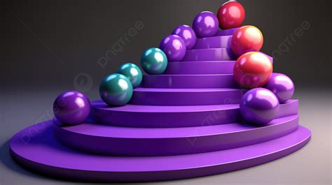 Vibrant Balls Adorn 3d Rendered Purple Podium Background Purple Podium