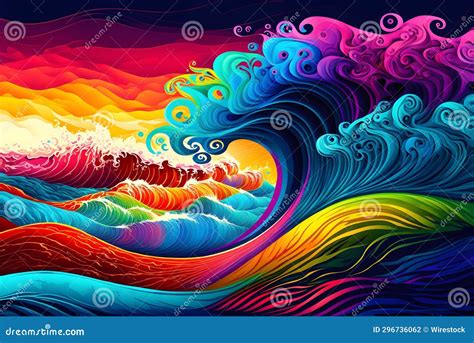 Ai Generated Illustration Of Abstract Colorful Waves From Inks Cool