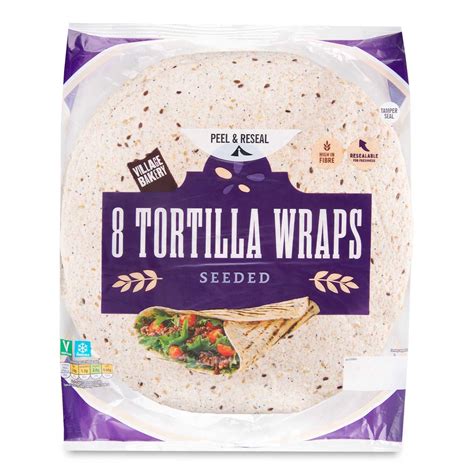 Seeded Tortilla Wraps 8x62g Village Bakery Aldi Ie