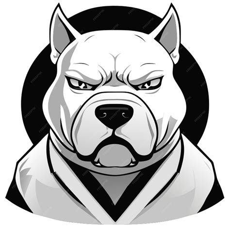 Premium Vector Bad Pitbull White Dog Full Body Vector Illustration