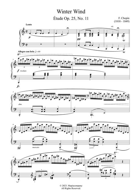 F Chopin Chopin Etude Op25 No11 Winter Wind Sheet Music For Free