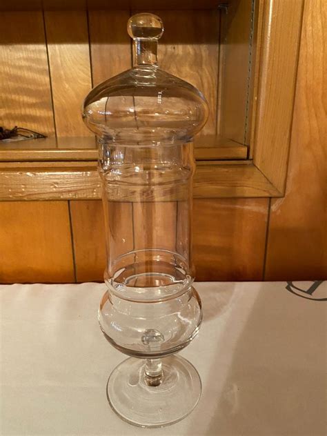 Tall Glass Apothecary Jar On Pedestal With Lid