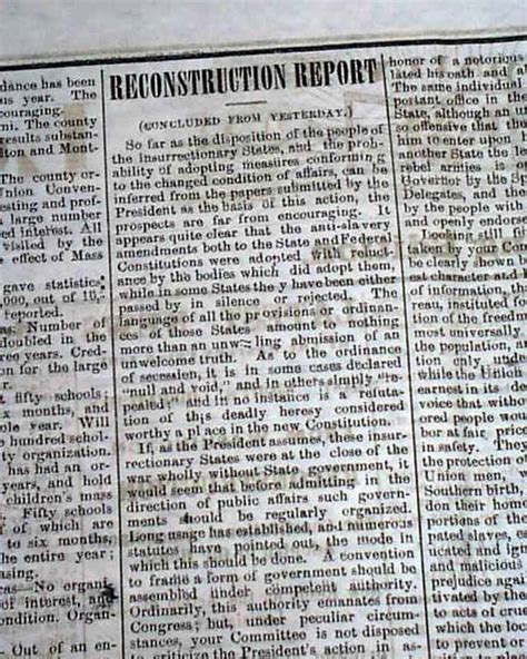 14th Fourteenth Amendment Pass Congress Civil War Reconstruction 1866 Newspaper Ebay