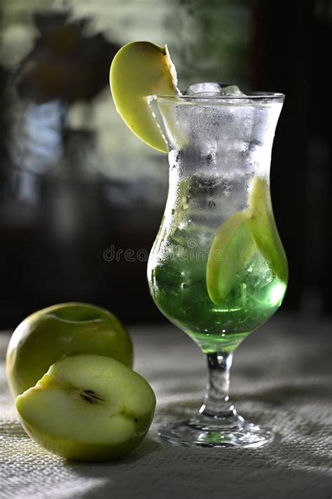 Refreshing Italian Soda And Lemon Mojito Drink With Green Apple Detox