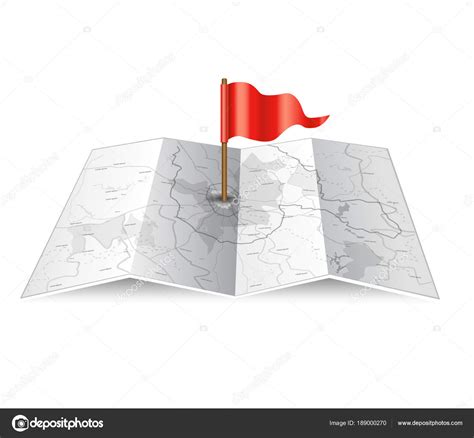 City Map With Red Flag Stock Vector By Delices