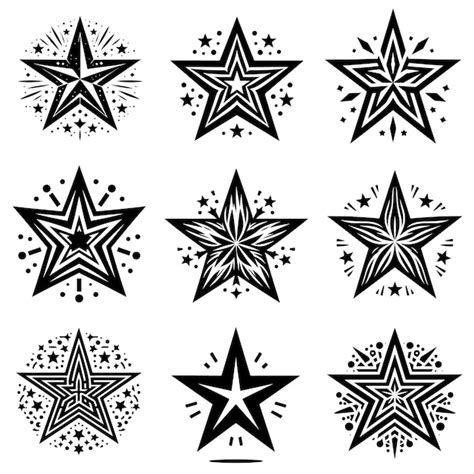 Conjunto De Ilustraciones Del Vector De Silueta En Forma De Estrella