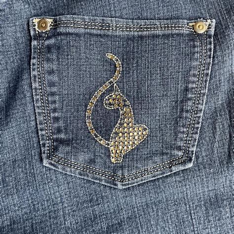 Baby Phat Women S Gold And Blue Jeans Depop