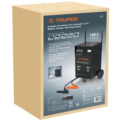 Cargador De Baterias De Motos Y Carros 12v 140 Amp Truper Negro Inekor