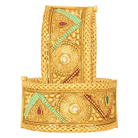 Buy Peora 18k Gold Plated Traditional Jewellery Meena Work Openable Kada Bangle Set For Women Online