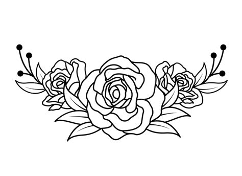 Bouquet Of Roses Vector Art PNG Rose Bouquet Outline Style Rose