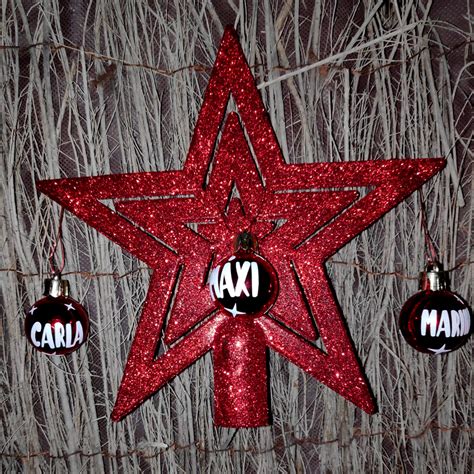 Estrella De Navidad Personalizada Con Bolas Regalos Guays