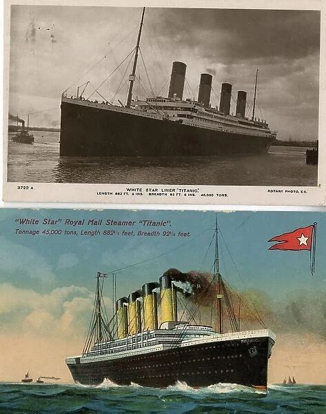 White Star Line Rms Titanic Two Postcards Our Beautiful Wall Art And