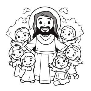 Dibujos de Jesús con niños para colorear Aprende su palabra