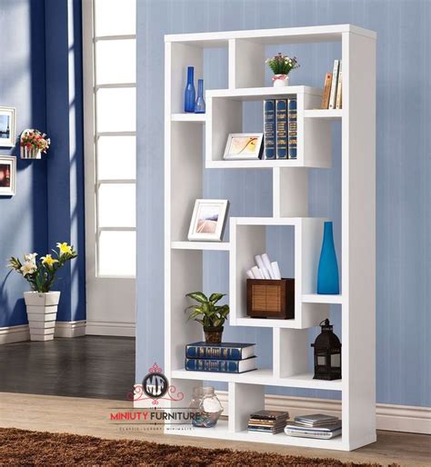 Model Lemari Buku Minimalis Duco Putih Kayu Jepara MINIUTY FURNITURE