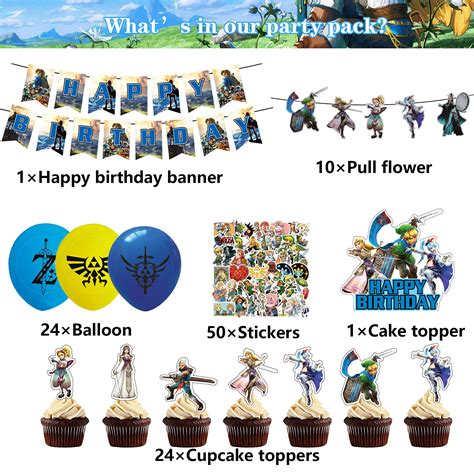 101 Pcs Zelda Birthday Party Supplies With Happy Birthday Banner