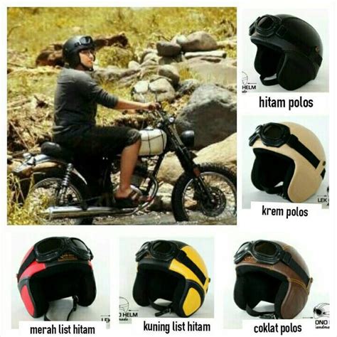 Jual Helm Bogo Retro Sni Kulit Hitam Krem Coklat Kacamata Shopee