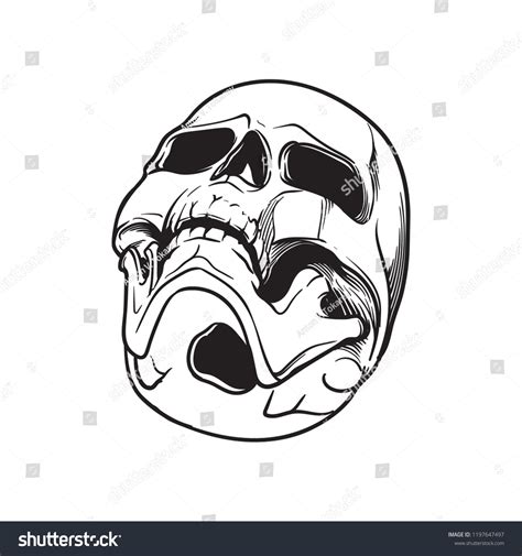 Human Skull Hand Drawing Bottom Angle Stock Vector Royalty Free