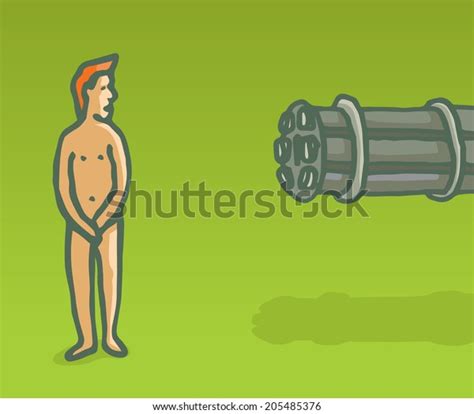 Cartoon Illustration Vulnerable Naked Newbie Being Stock Vector Royalty Free