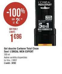 Offre Gel Douche Carbone Total Clean En L Or Al Men Expert Sur