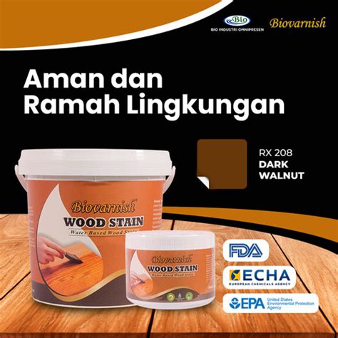 Jual Cat Kayu Tahan Air Biovarnish Wood Stain Dark Walnut 400gr