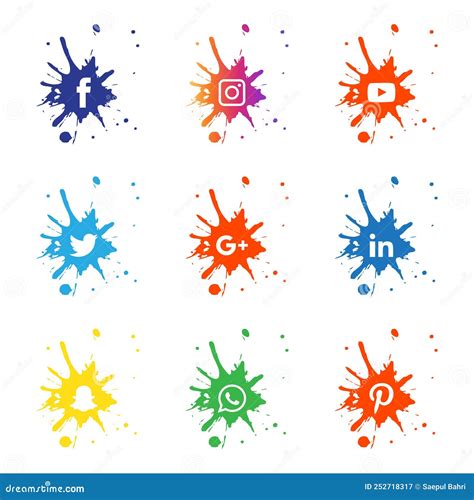 Collezione Del Famoso Logo Dei Social Media Fotografia Editoriale