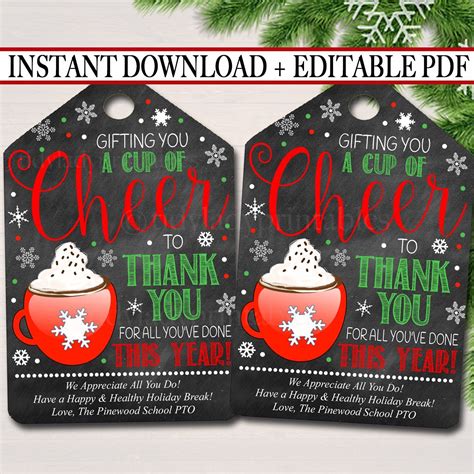 Awesome Free Printable Hot Chocolate Gift Tags In Christmas