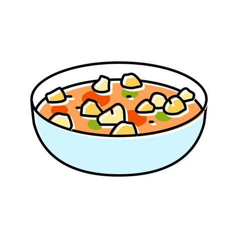 Minestrone Soup Italian Cuisine Color Icon Vector Illustration