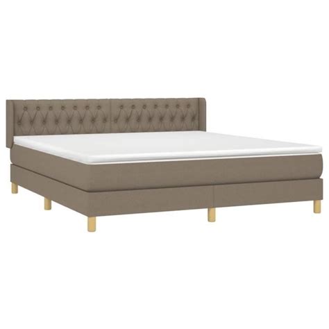 Drfeify Lit Sommier Tapissier Avec Matelas Taupe X Cm Tissu