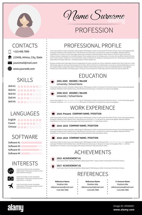 Resume Template For Women Modern CV Layout With Infographic