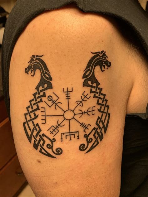 Vegvisir With Dragons Done By Chris Cousins Safehouse Tattoo In