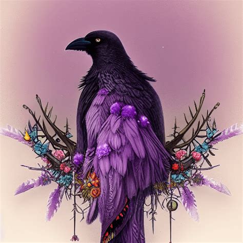 Whimsical Detailed Fantasy Crow With Flowers · Creative Fabrica