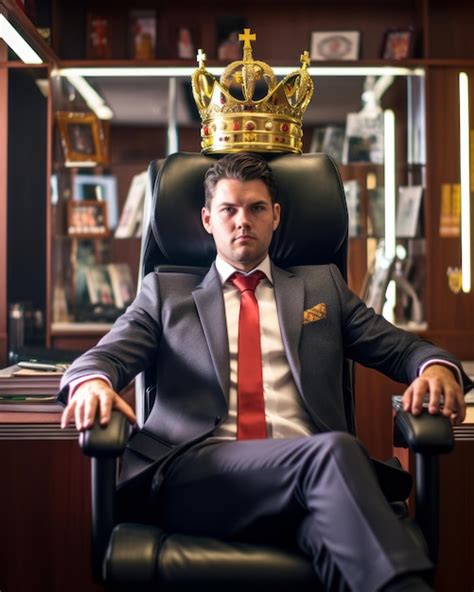 Premium Photo A Man In A Suit And Tie Sitting In An Office Chair With