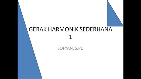 Gerak Harmonik Sederhana 1 Youtube