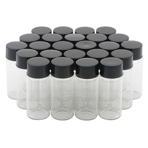 Kesell Pcs Clear Glass Vials With Black Screw Caps Ml Empty Vials