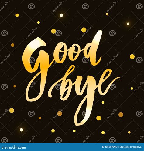 Goodbye Lettering Calligraphy Phrase Bye Vector Gold Stock Illustration