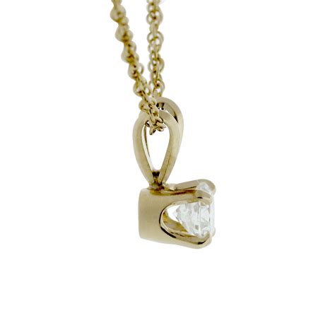 14k Yellow Gold Round Brilliant Diamond Pendant Necklace