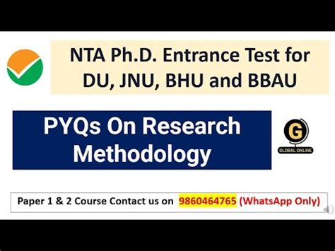 Nta Phd Entrance Test Pyqs On Research Methodology Nta