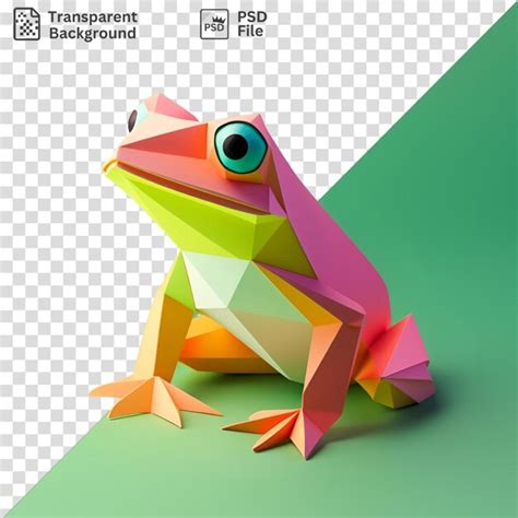 Um Sapo Verde Sentado Em Um Fundo Verde Psd Premium