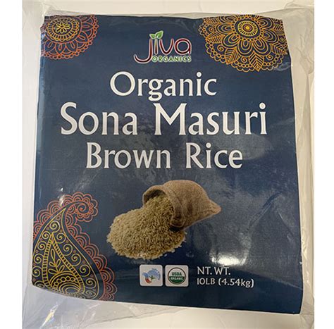 Jiva Organic Brown Sona Masoori Rice 10 Lbs Shresta Indian Grocery