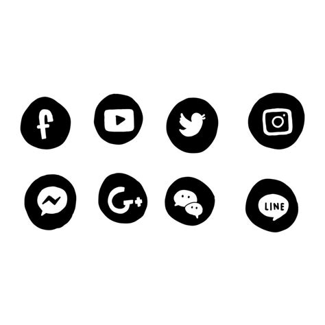 Hand Drawn Social Media Logo Set Icon 3367722 Vector Art At Vecteezy