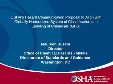 Ppt Oshas Hazard Communication Proposal To Align With Globally