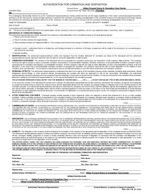 Fillable Online Fs26 Formsite ComUaBUH9form3Authorization For Cremation