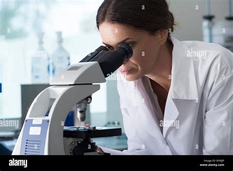 El Cient Fico Utilizando Microscopio En Laboratorio Fotograf A De Stock