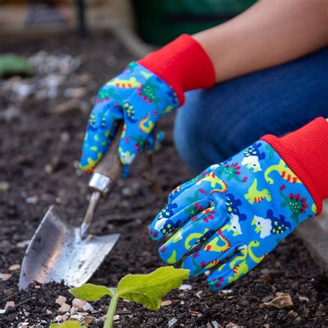 Blue Dinosaur Kids Gardening Gloves The Nunhead Gardener