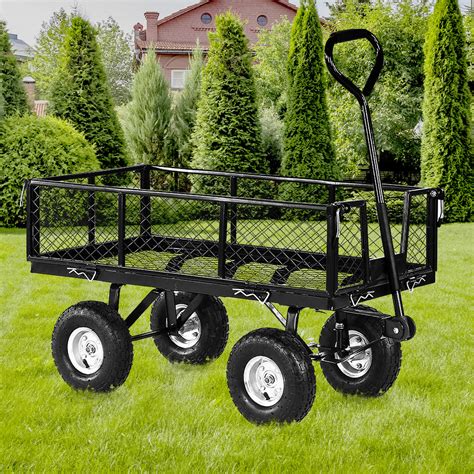 Garden Cart with Mesh Liner Lawn Folding Trolley Black – Smooth Sales